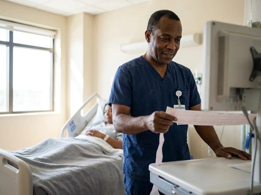 Newly qualified nurse at the bedside