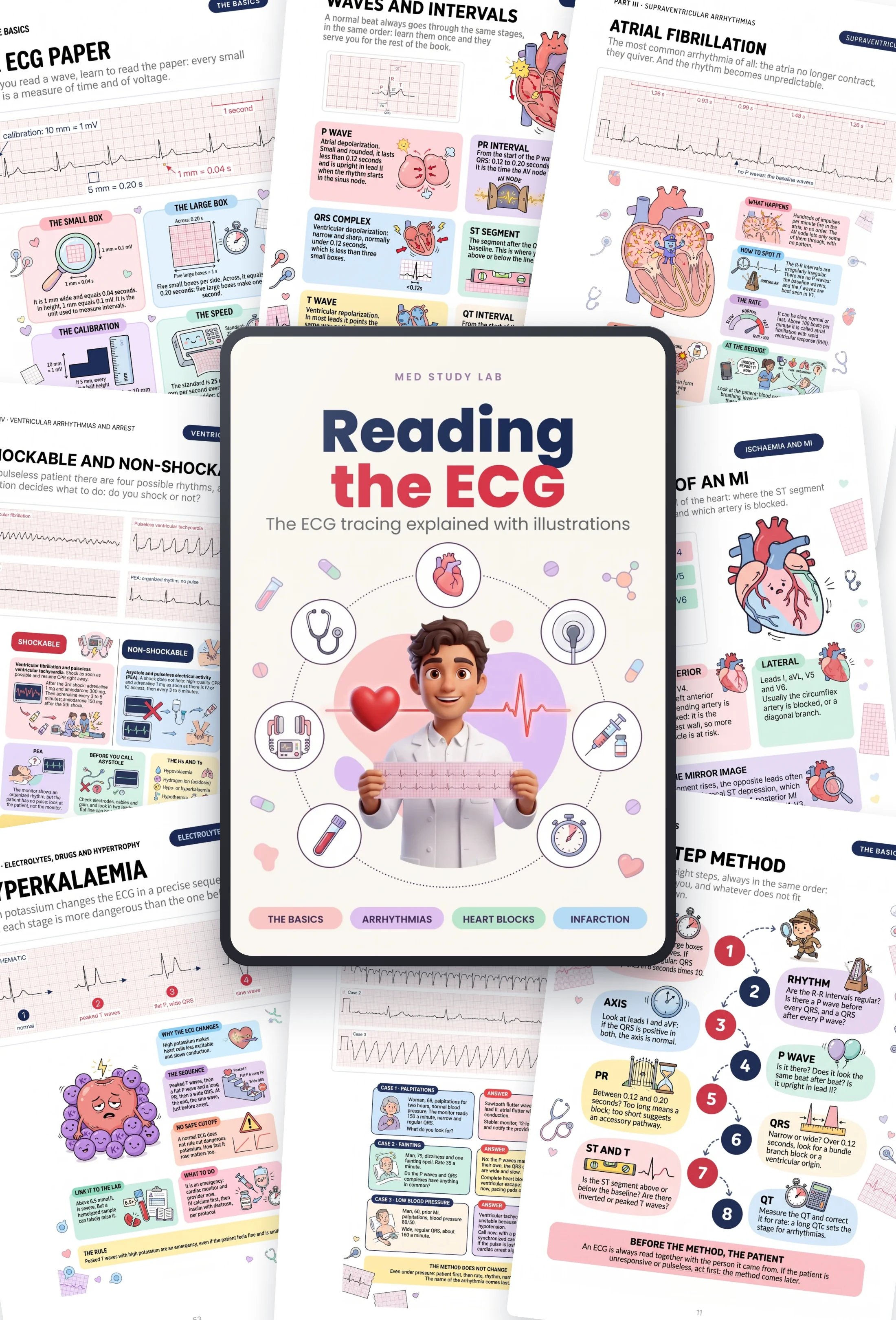 Reading the ECG: mockup with sample pages