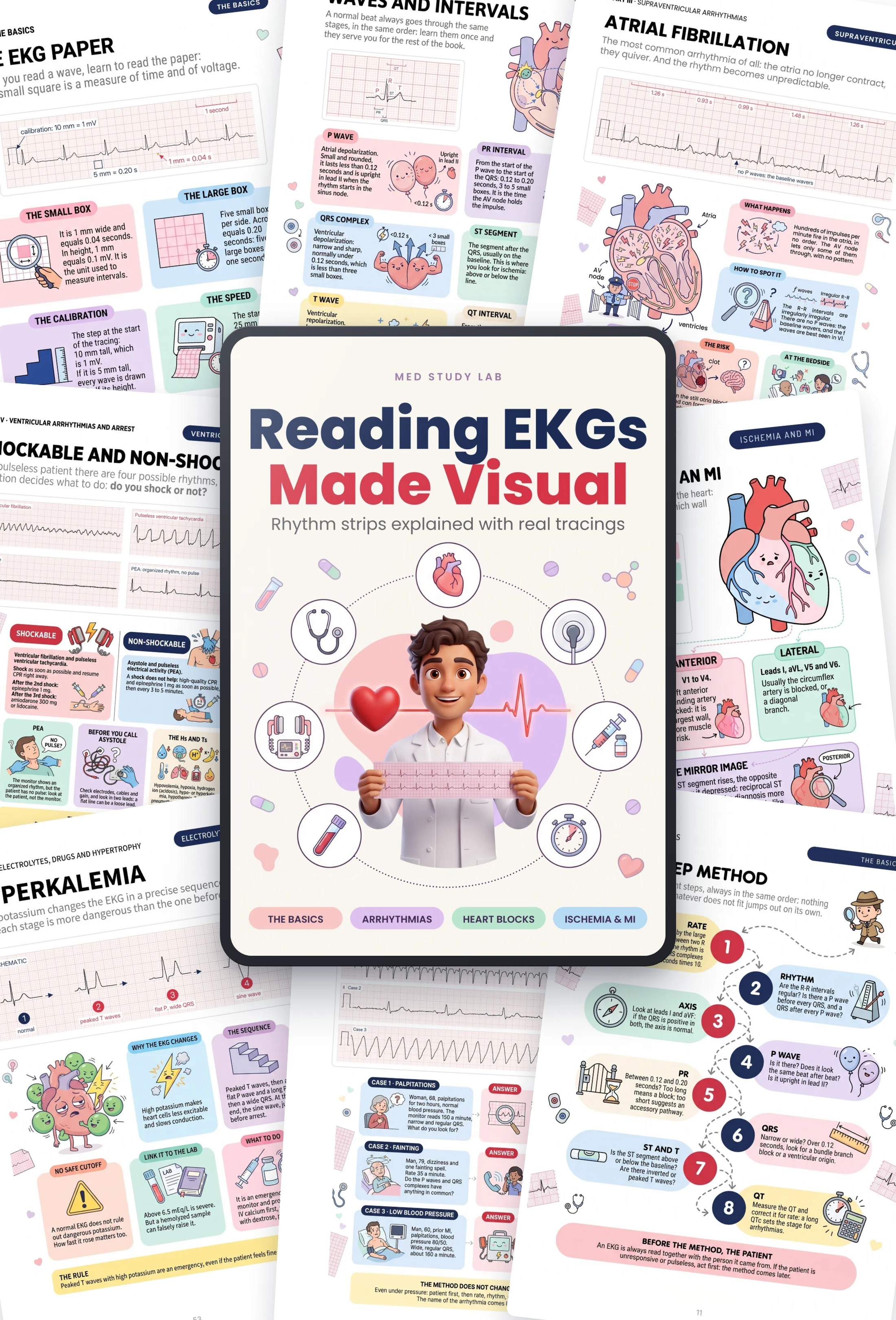 Reading EKGs Made Visual: mockup with sample pages