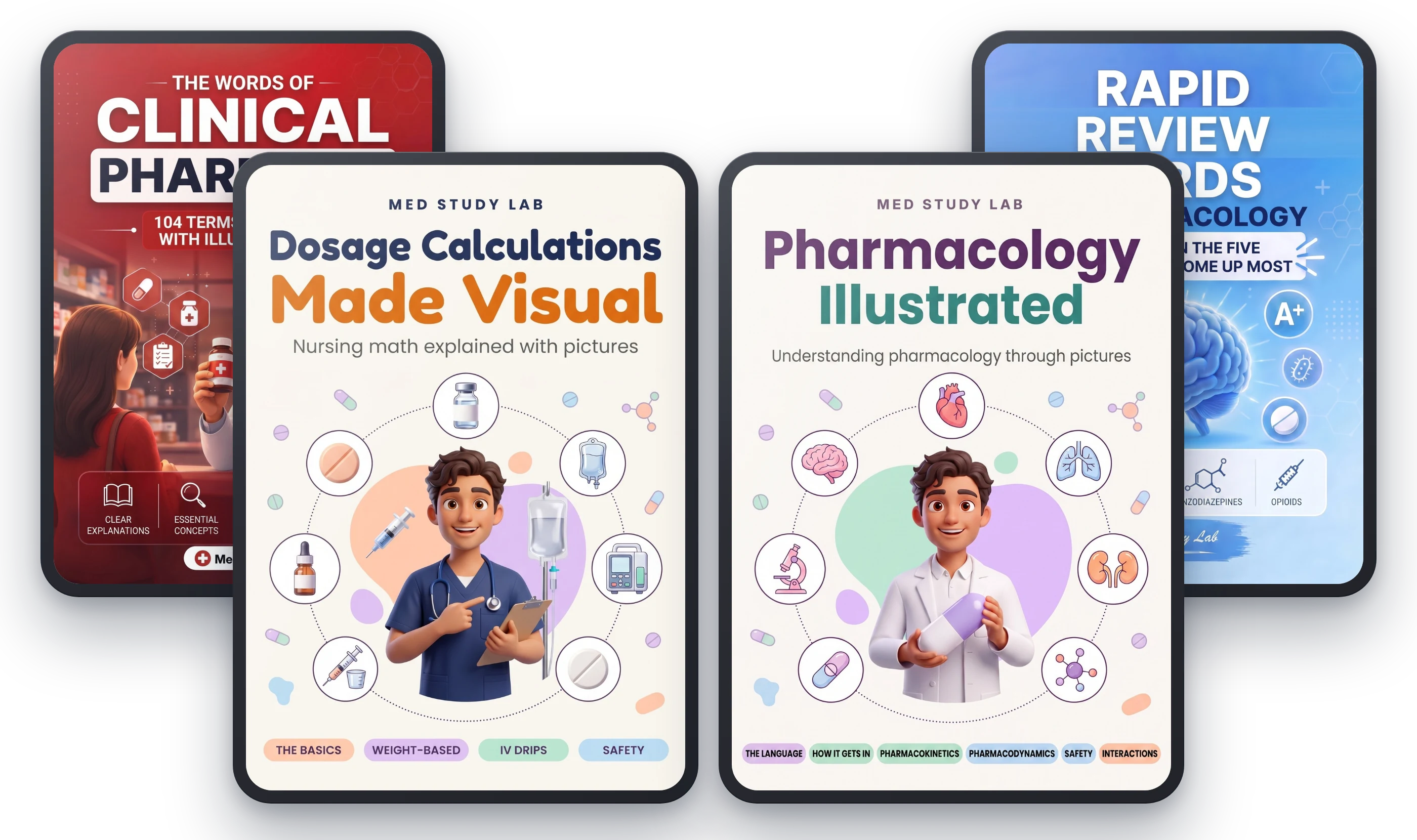 Pharm Made Visual Kit: Pharmacology Illustrated, Rapid Review Cards, Dosage Calculations Made Visual and The Words of Clinical Pharmacy
